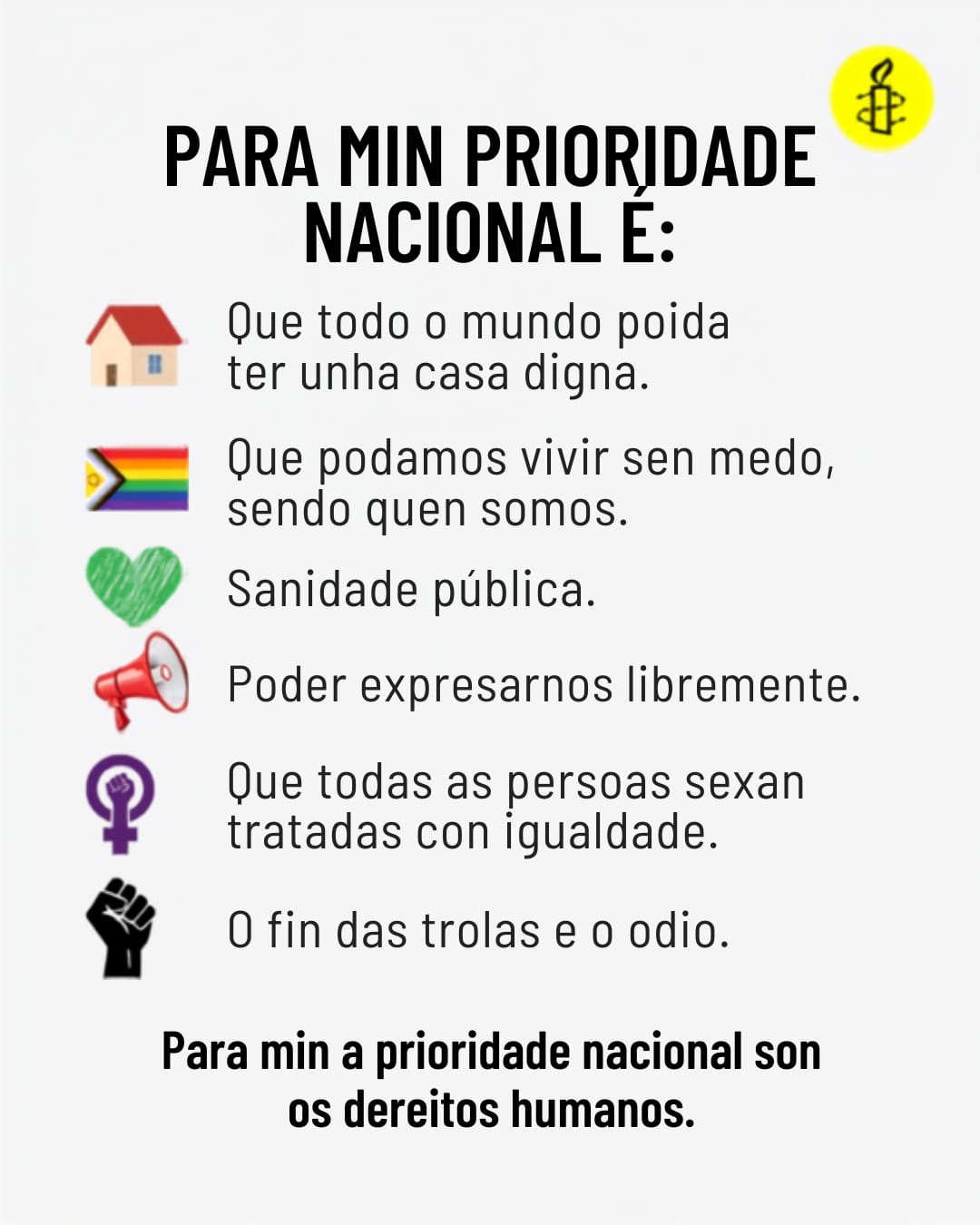 Amnistía Internacional pide ás catro CC.AA. abandonar a “prioridade nacional” por violar polo menos tres dereitos humanos e incrementar o racismo e a xenofobia Amnistía Internacional pide ás catro CC.AA. abandonar a “prioridade nacional” por violar polo menos tres dereitos humanos e incrementar o racismo e a xenofobia