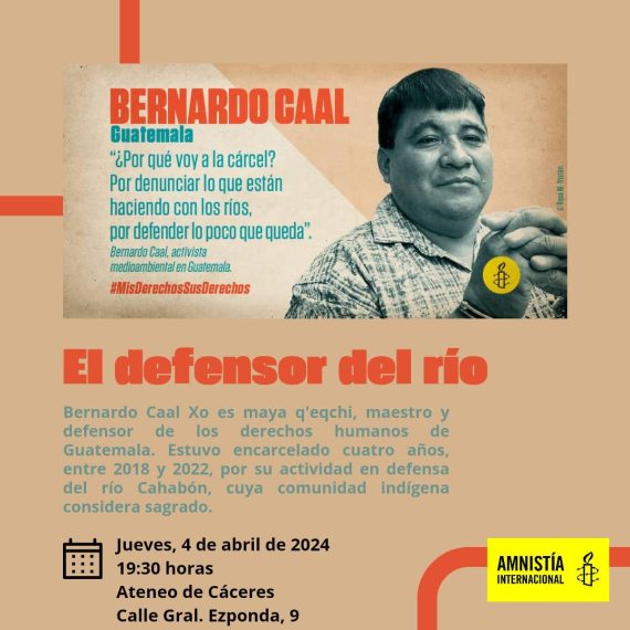 Imagen y presentación de Bernardo Caal. Información sobre el evento.