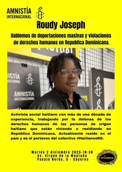 Cartel con la fotografía de Roudy e información sobre el evento.