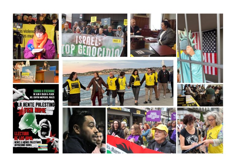 Stop Genocidio, derechos de las mujeres, contra el racismo, defensores... trabajo en derechos humanos de AI Asturias 2025