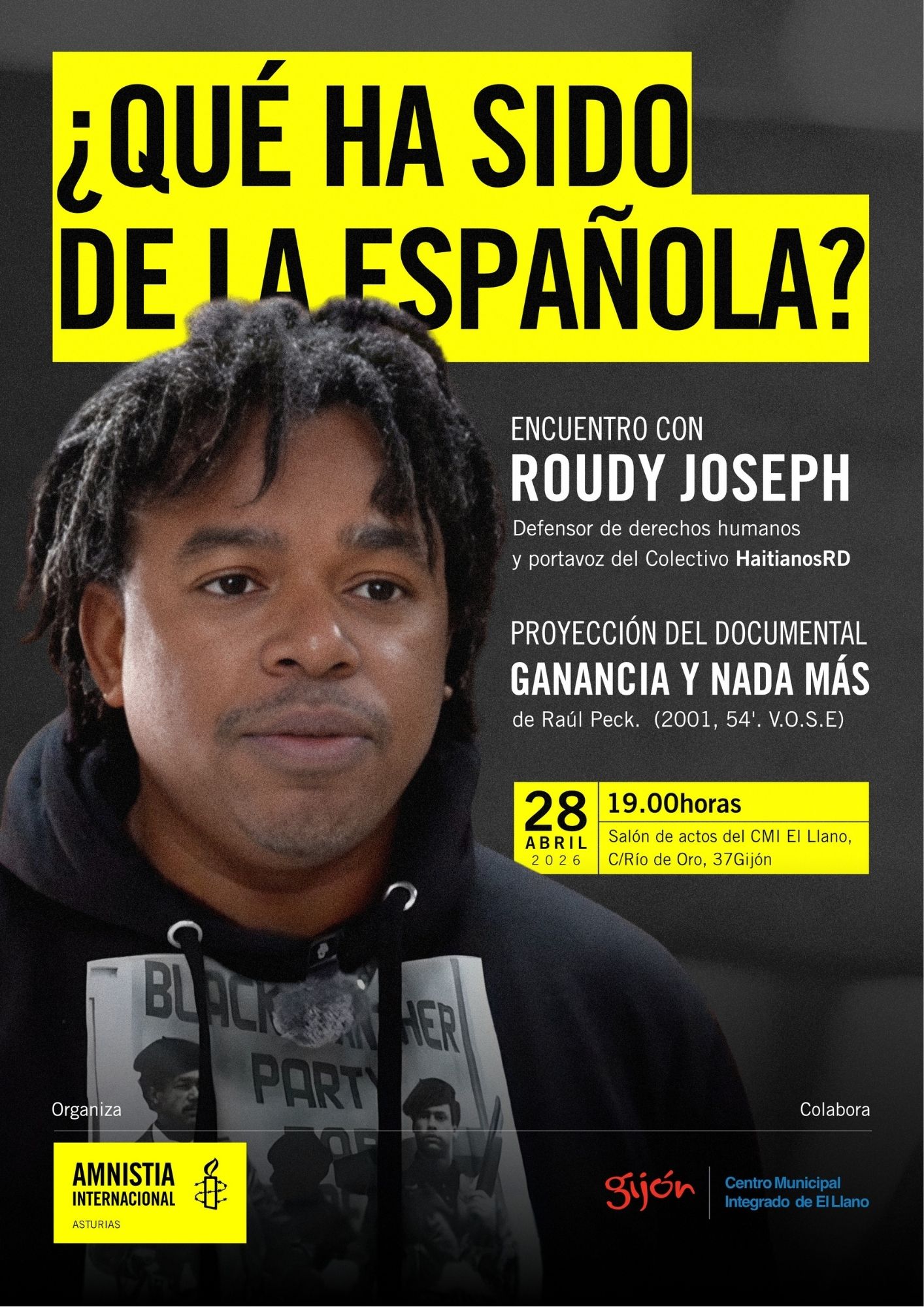 Charla del activista haitiano Roudy Joseph en Gijón