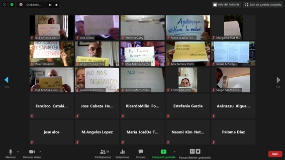 Homenaje de la Asamblea de socios y socias de Amnistía Internacional Madrid a los 43 de Ayotzinapa