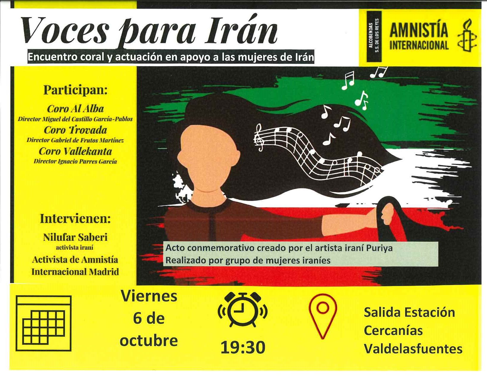 [Alcobendas] Encuentro coral por las mujeres y las niñas en Irán