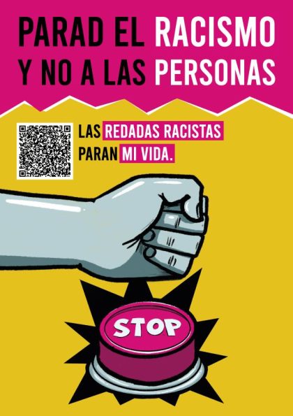 Pegatina Parad el Racismo y No a las Personas.Las Redadas racistas paran la vida