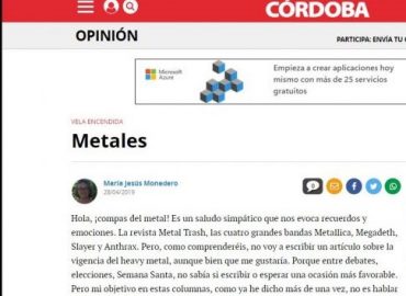 Metales-Artículo de María Jesús Monedero en Diario Córdoba